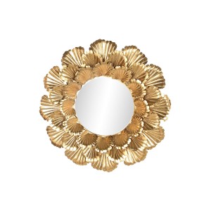 Wall mirror Home ESPRIT Golden Leaf of a plant 76,5 x 8 x 76,5 cm