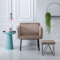 Fauteuil Tissu Synthétique Beige Métal