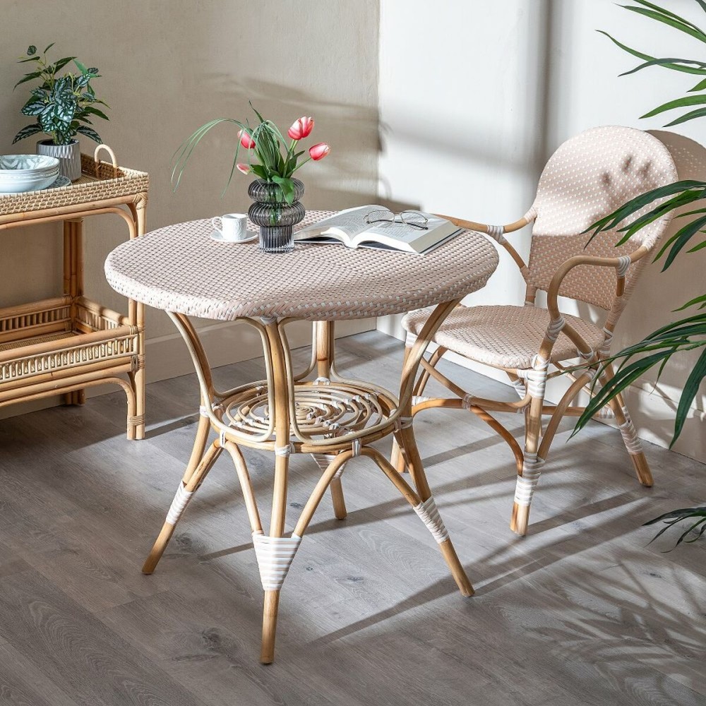 Table d'appoint 81 x 81 x 76,5 cm Naturel Beige Rotin