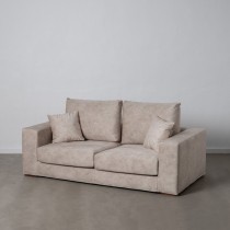 Sofa Beige Faser Kiefernholz Moosgummi 206 x 88 x 100 cm