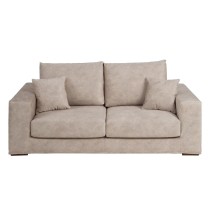 Sofa Beige Faser Kiefernholz Moosgummi 206 x 88 x 100 cm