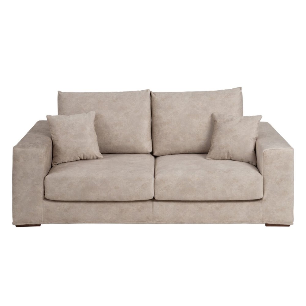 Sofa Beige Faser Kiefernholz Moosgummi 206 x 88 x 100 cm