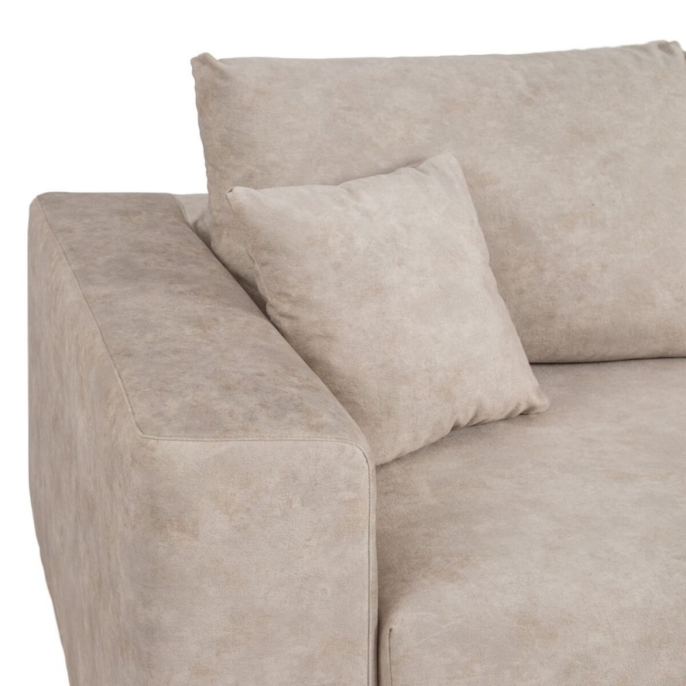 Sofa Beige Faser Kiefernholz Moosgummi 206 x 88 x 100 cm