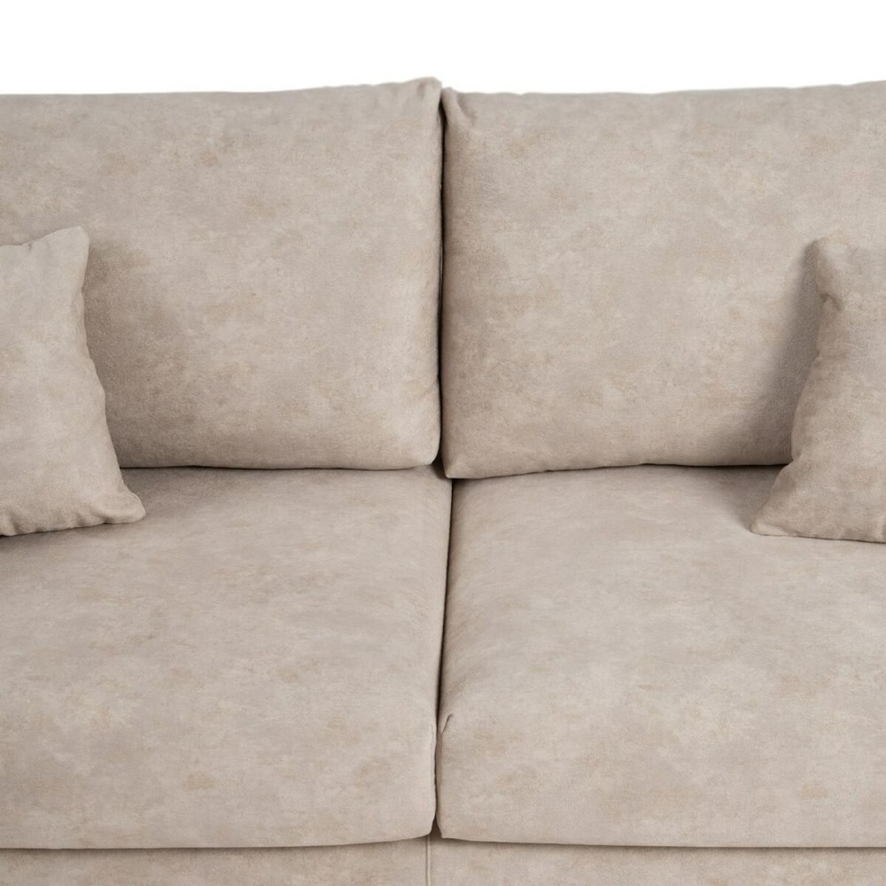 Sofa Beige Faser Kiefernholz Moosgummi 206 x 88 x 100 cm