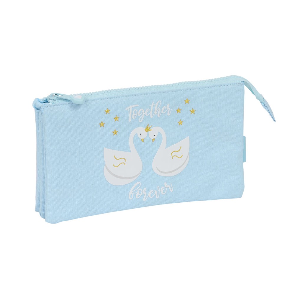 Dreifaches Mehrzweck-Etui Glow Lab Cisnes Hellblau 22 x 12 x 3 cm