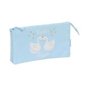 Dreifaches Mehrzweck-Etui Glow Lab Cisnes Hellblau 22 x 12 x 3 cm