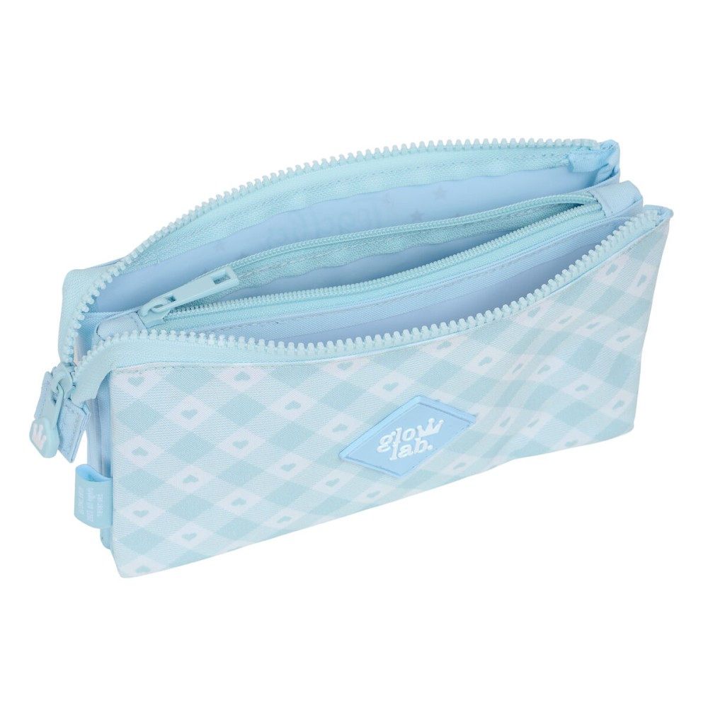 Dreifaches Mehrzweck-Etui Glow Lab Cisnes Hellblau 22 x 12 x 3 cm