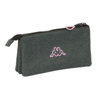 Trousse Fourre-Tout Triple Kappa Silver pink Gris 22 x 12 x 3 cm