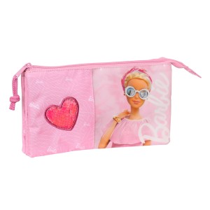 Dreifaches Mehrzweck-Etui Barbie Girl Rosa 22 x 12 x 3 cm