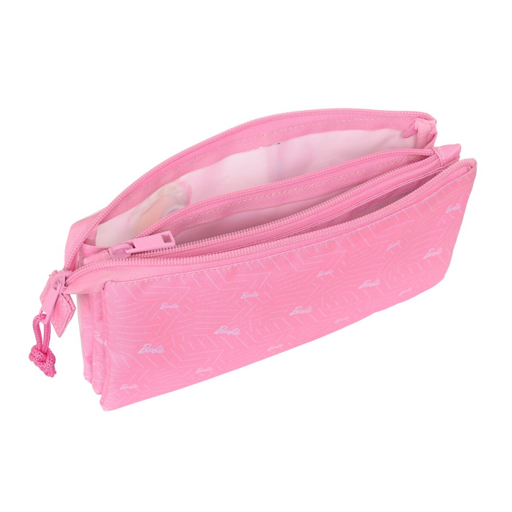 Trousse Fourre-Tout Triple Barbie Girl Rose 22 x 12 x 3 cm