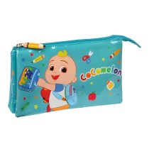 Dreifaches Mehrzweck-Etui CoComelon Back to class Hellblau (22 x 12 x 3 cm)