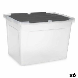 Storage Box with Lid Kipit 87953 Transparent Anthracite Plastic 48 L (6 Units)