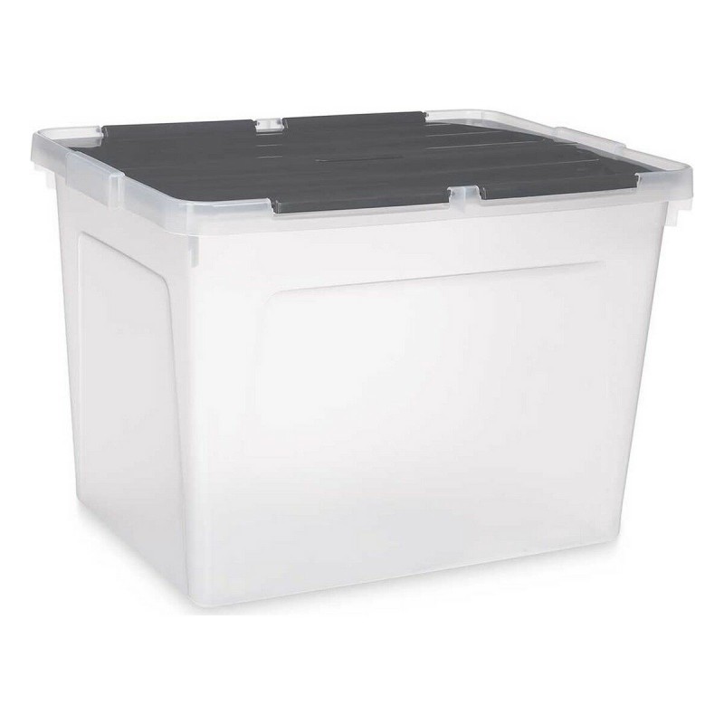 Storage Box with Lid Kipit 87953 Transparent Anthracite Plastic 48 L (6 Units)