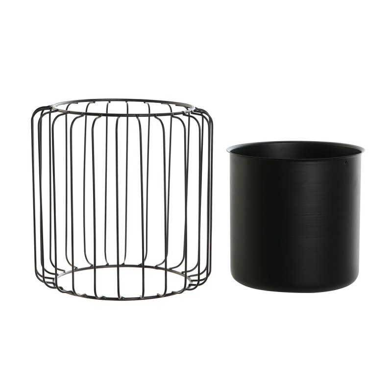 Planter DKD Home Decor Black Metal 26 x 26 x 26 cm