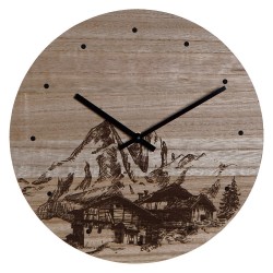 Horloge Murale DKD Home Decor 8424001759712 Noir Bois Bois MDF Montagne 30 x 30 x 1,5 cm