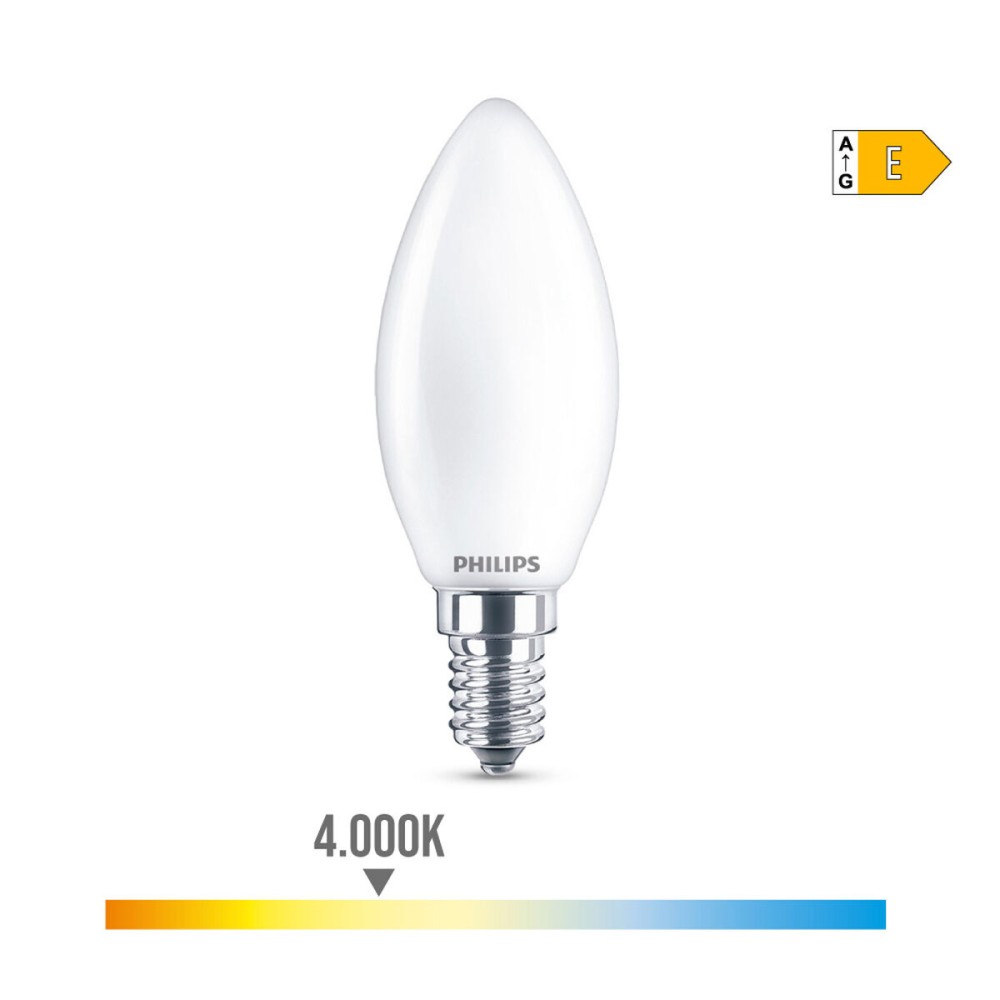 Lampe LED Philips Bougie E 6,5 W 60 W E14 806 lm 3,5 x 9,7 cm (4000 K)