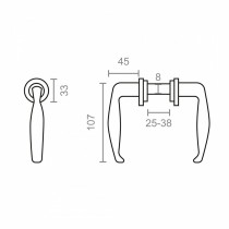 Handle set EDM 85442 232 Aluminium Ø 38 mm