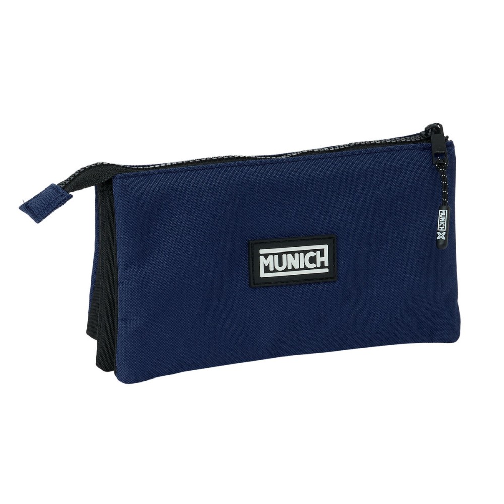 Dreifaches Mehrzweck-Etui Munich Basic Marineblau 22 x 12 x 3 cm