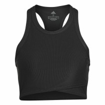 Sporttop für Frauen Adidas Studio Wrapeed Rib Schwarz