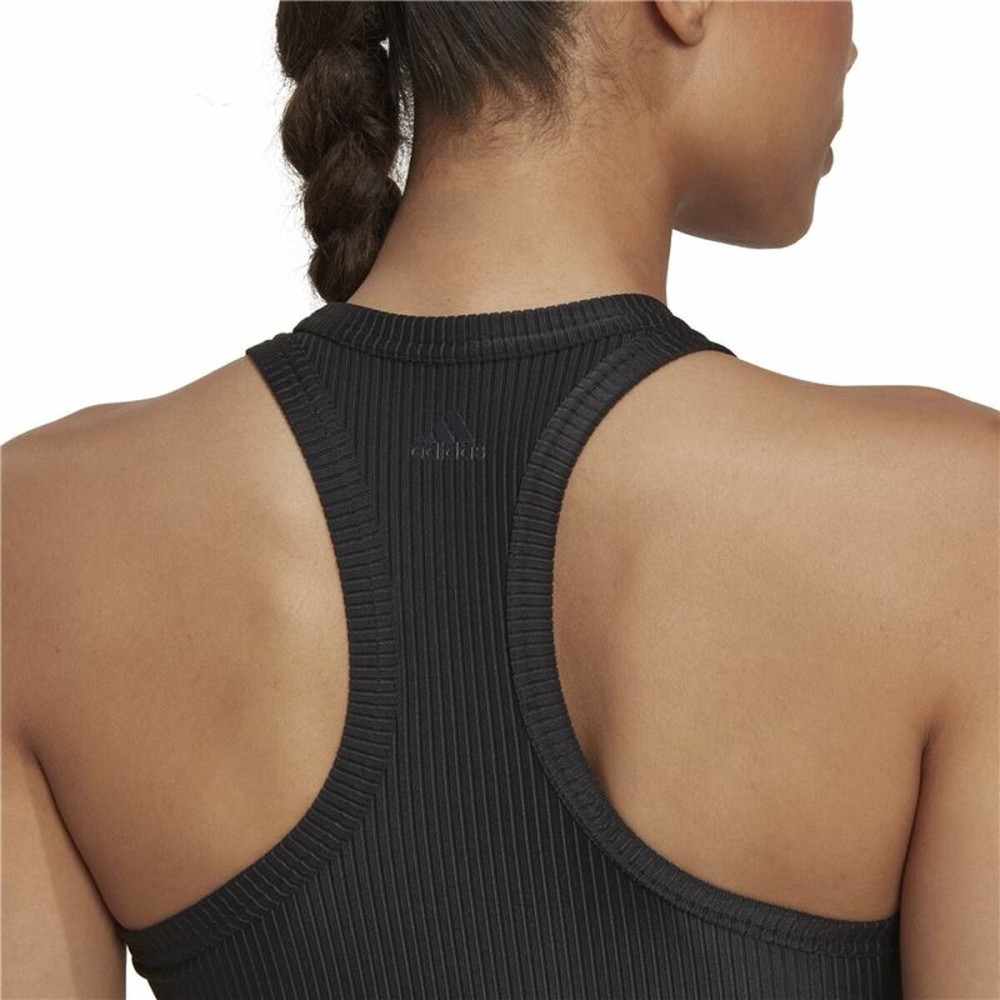 Haut de Sport pour Femme Adidas Studio Wrapeed Rib Noir