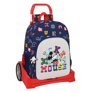 Schulrucksack mit Rädern Mickey Mouse Clubhouse Only one Marineblau 33 x 42 x 14 cm