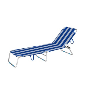 Marbueno Klappbarer Aluminium-Liegestuhl Gestreift Blau und Weiß Strand und Pool 187X58X24 cm 10364