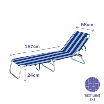 Marbueno Klappbarer Aluminium-Liegestuhl Gestreift Blau und Weiß Strand und Pool 187X58X24 cm 10364