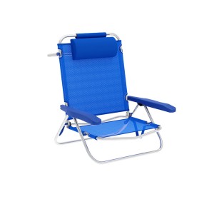 "Marbueno Chaise Pliante 5 Positions Aluminium avec Coussin Bleu Plage et Piscine 61X68X82 cm 10243"