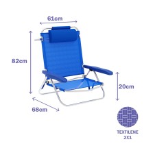 "Marbueno Chaise Pliante 5 Positions Aluminium avec Coussin Bleu Plage et Piscine 61X68X82 cm 10243"