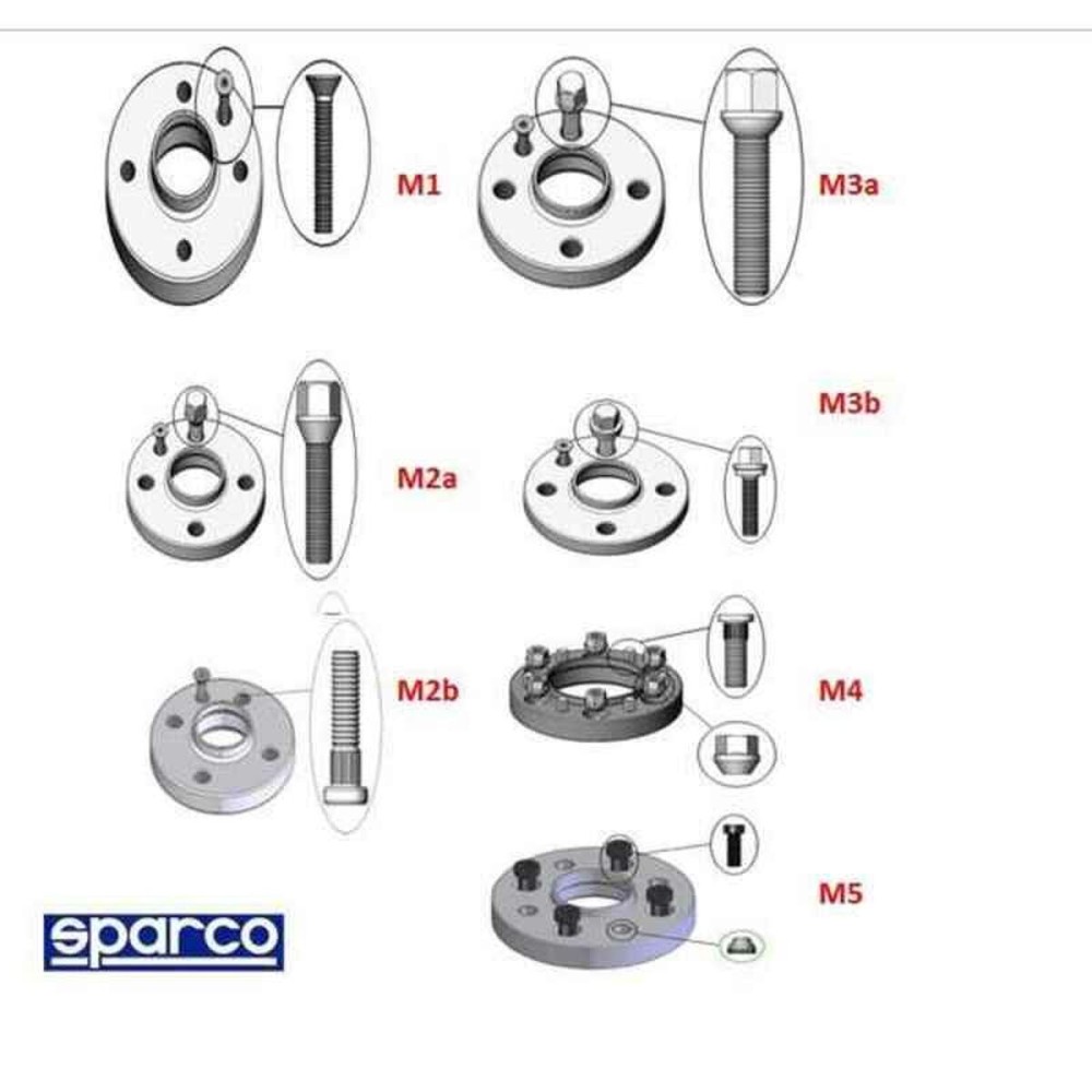 Distanzstücke Sparco 5 x 120 74,0 M12 x 1,50 60 mm M2A