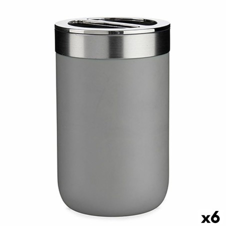 Toothbrush Holder Grey Silver Plastic 7,7 x 11,2 x 7,7 cm (6 Units)