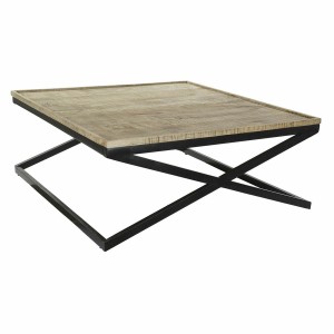 Centre Table DKD Home Decor Black Natural Wood Metal 120 x 120 x 55 cm