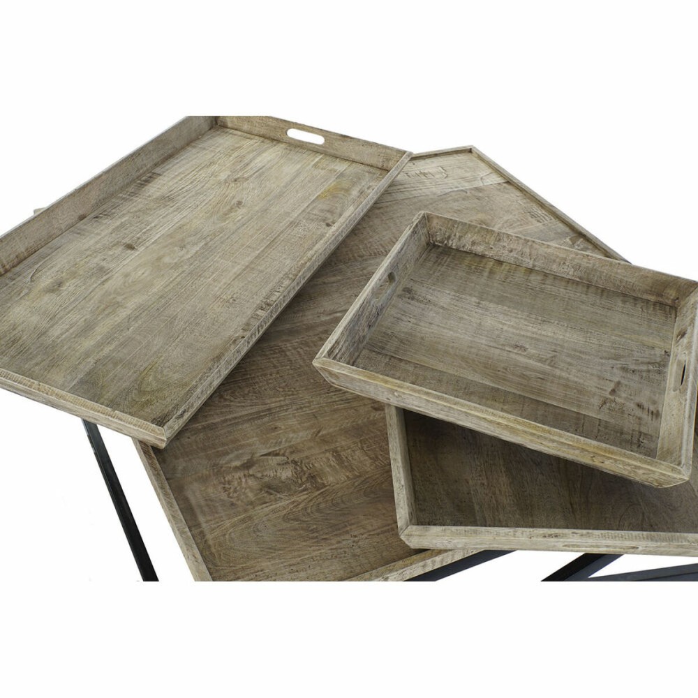 Centre Table DKD Home Decor Black Natural Wood Metal 120 x 120 x 55 cm