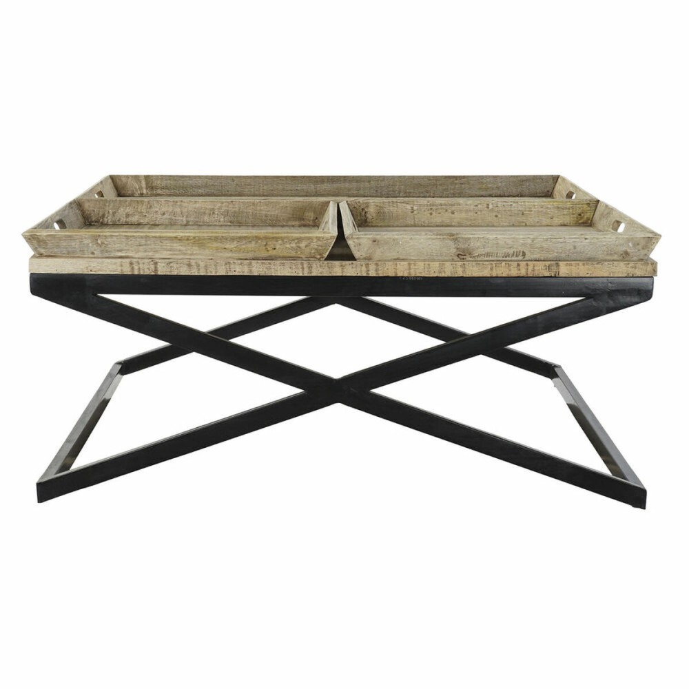 Centre Table DKD Home Decor Black Natural Wood Metal 120 x 120 x 55 cm