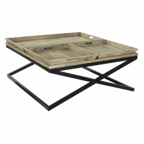 Centre Table DKD Home Decor Black Natural Wood Metal 120 x 120 x 55 cm