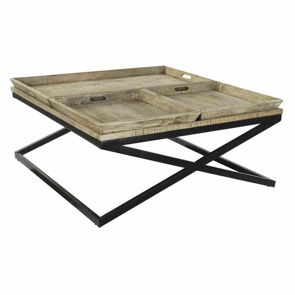 Table Basse DKD Home Decor Noir Naturel Bois Métal 120 x 120 x 55 cm