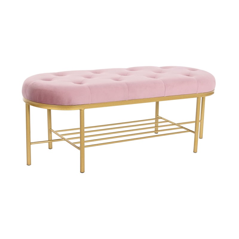 Hocker DKD Home Decor 100 x 35 x 40 cm Rosa Gold Metall