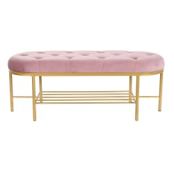 Hocker DKD Home Decor 100 x 35 x 40 cm Rosa Gold Metall