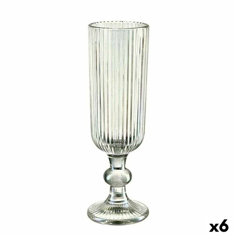 Coupe de champagne Rayures Vert verre 160 ml (6 Unités)