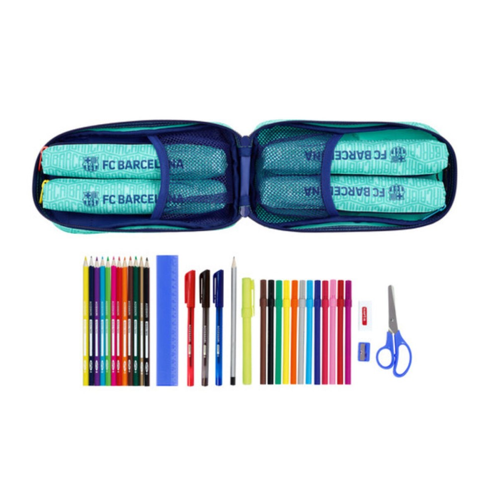 Backpack Pencil Case F.C. Barcelona Turquoise 12 x 23 x 5 cm 33 Pieces