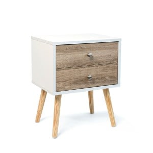 Nightstand Vinthera Moa White Brown 40 x 49,5 x 30 cm