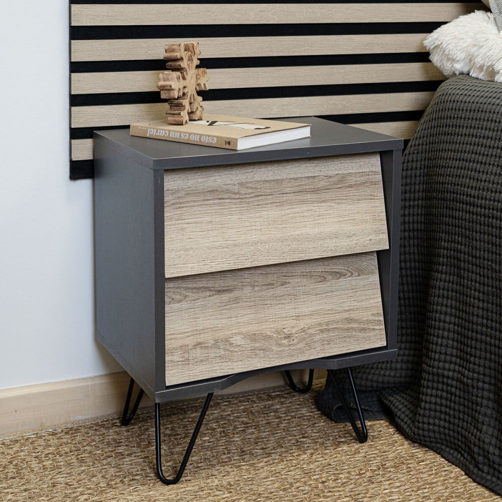 Nightstand Vinthera Moa Brown Grey 40 x 49,5 x 30 cm