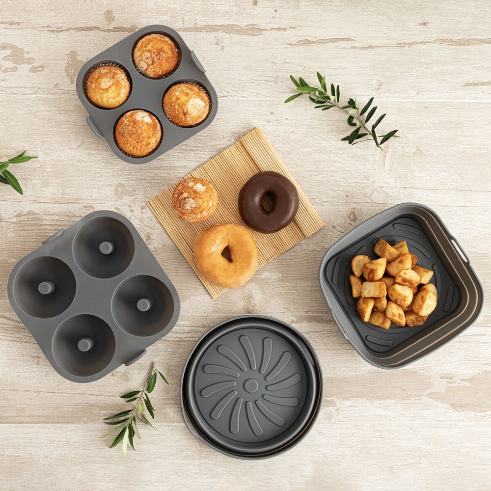 Muffin Tray Quid Naturalia Grey 17 x 17 x 5 cm Silicone (12 Units)