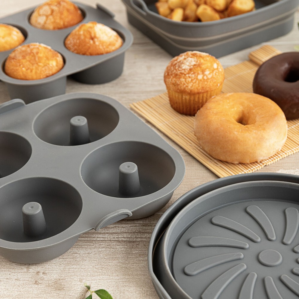 Muffin Tray Quid Naturalia Grey 17 x 17 x 5 cm Silicone (12 Units)