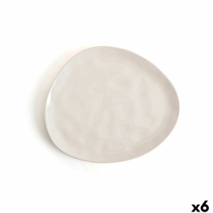 Flat Plate Bidasoa Cosmos White Ceramic 23 cm (6 Units)