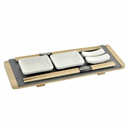 Sushi-Set DKD Home Decor Braun Schwarz natürlich Bambus Tafel 30 x 10 x 3,5 cm (9 Stücke) (30 x 10 x 3,5 cm)