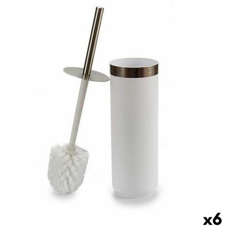 Brosse de salle de wc Berilo BP15-005R-2 Blanc Argenté Plastique 9,5 x 38,5 x 9,5 cm (6 Unités)