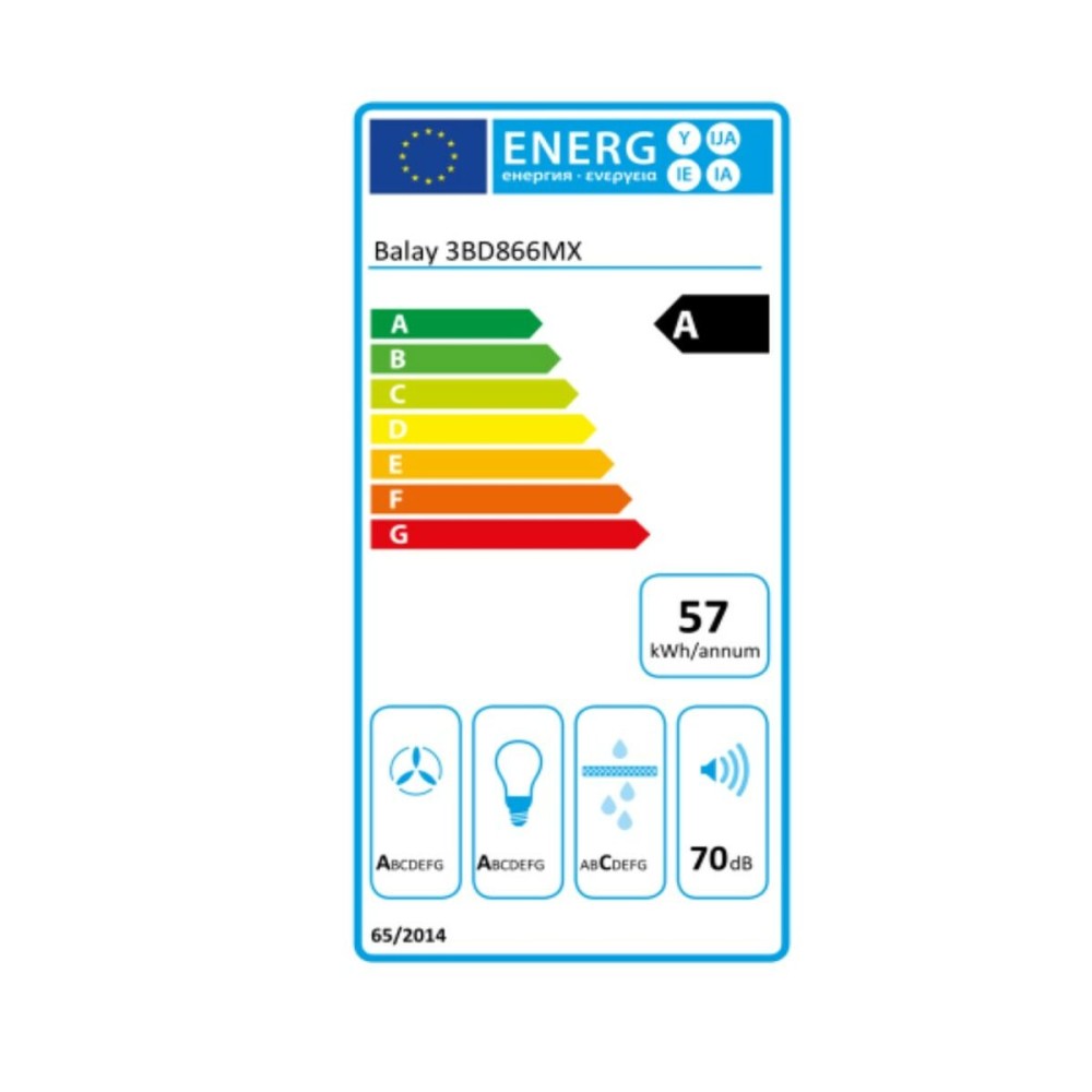 Conventional Hood Balay 7612985650045 60 cm 620 m³/h 250W A Steel