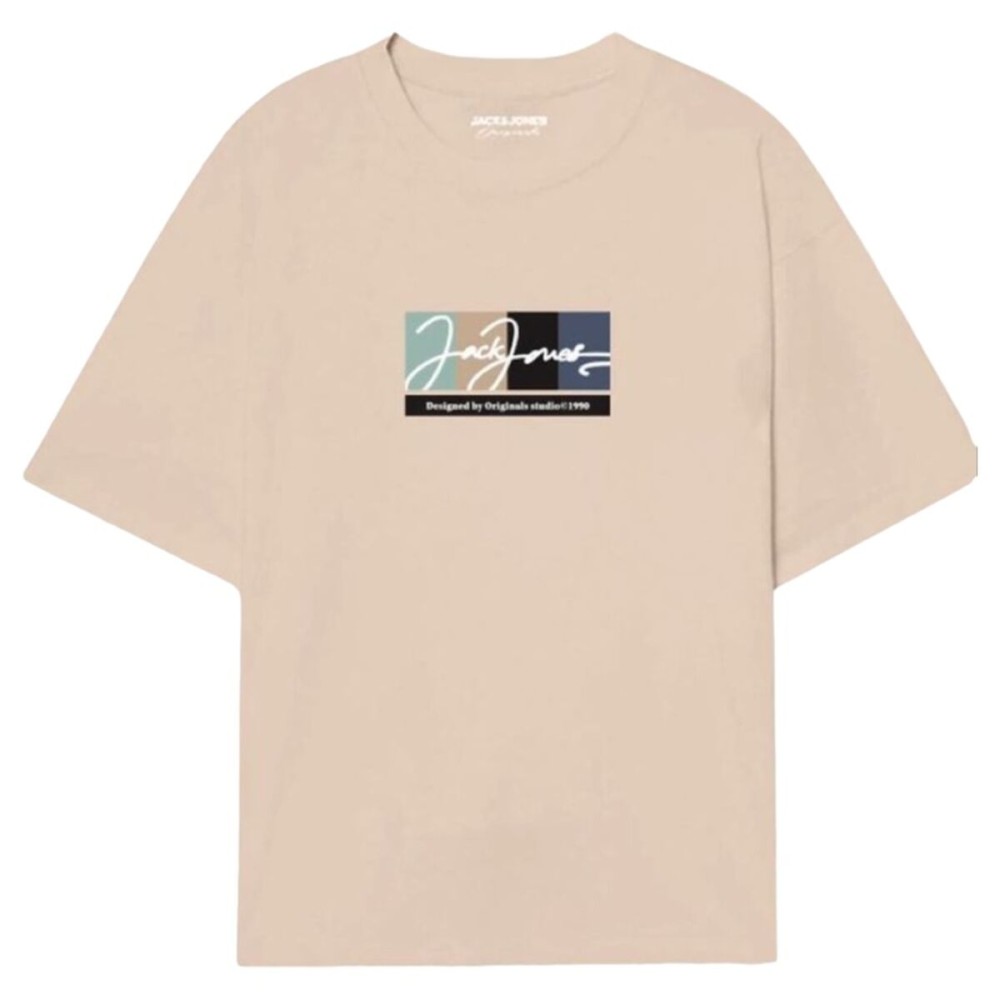 Herren Kurzarm-T-Shirt Jack & Jones JORPORTLAND BLOCK BRANDING SS CN LN 12262662 Beige