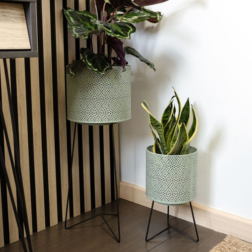 Planter with stand Vinthera Moa Green Metal 22 x 22 x 58 cm (4 Units)